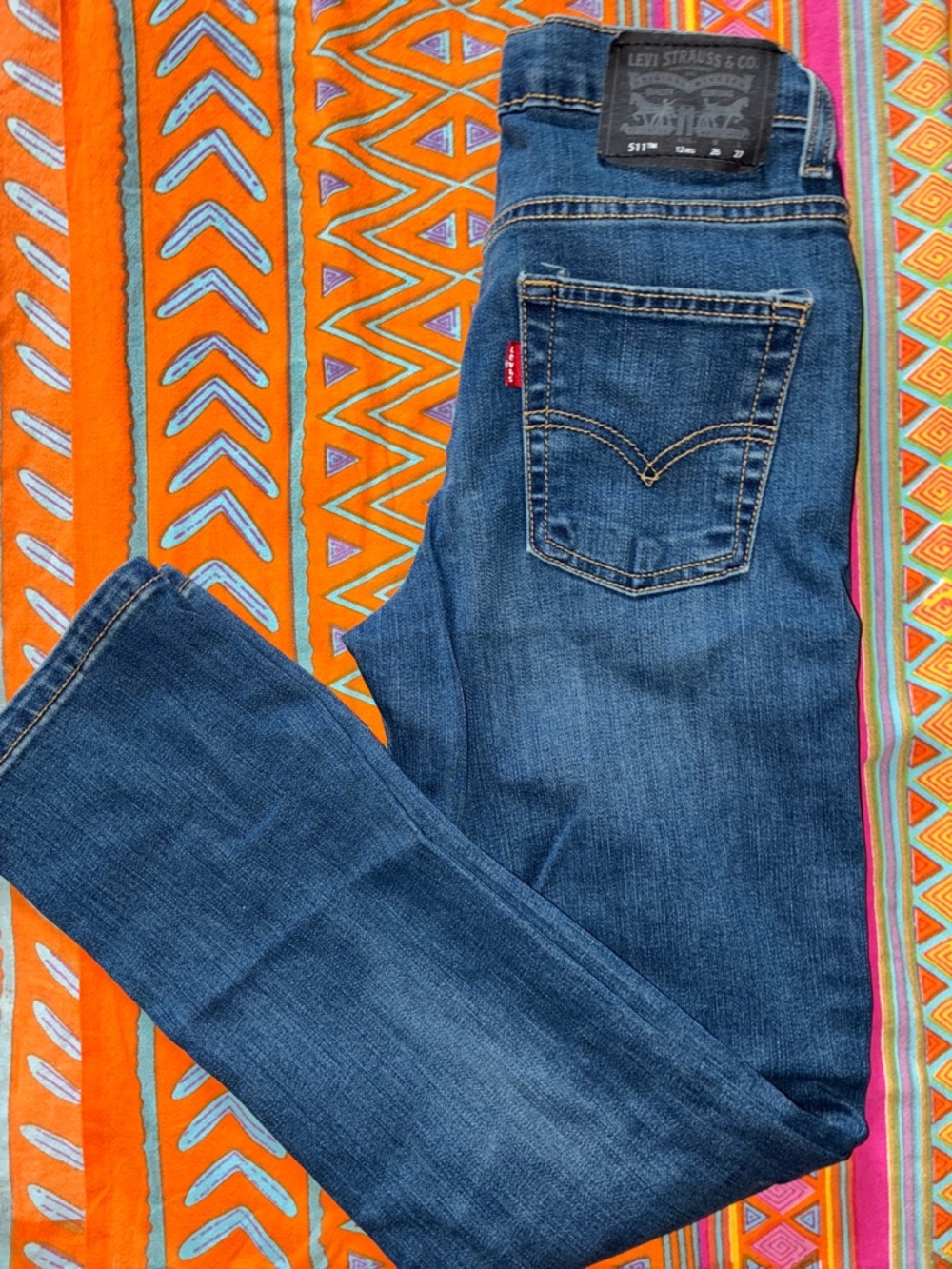 Levi's Blue Denim Jeans with Orange Stitching